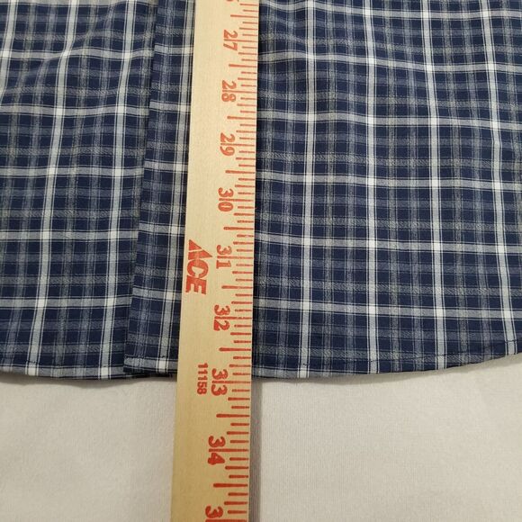 Roundtree & Yorke Shirt Mens XL Performance Plaid Blue Button Down Stretch - Picture 6 of 11
